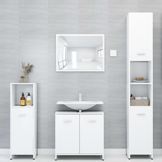 vidaXL 4 Piece Bathroom Furniture Set White Engineered Wood