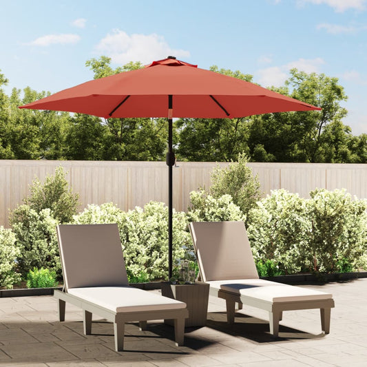 vidaXL Outdoor Parasol with LED Lights and Steel Pole 300 cm Terracotta