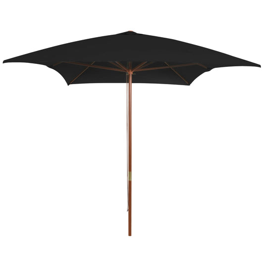 vidaXL Outdoor Parasol with Wooden Pole Black 200x300 cm