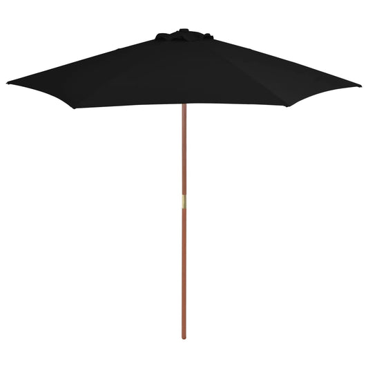 vidaXL Outdoor Parasol with Wooden Pole Black 270 cm