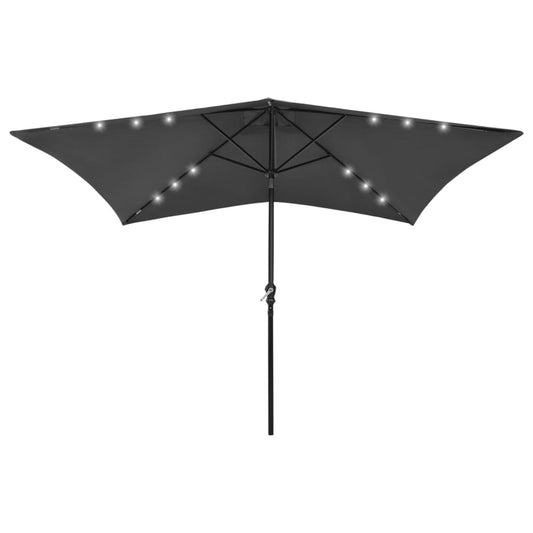 vidaXL Parasol with LEDs and Steel Pole Anthracite 2x3 m