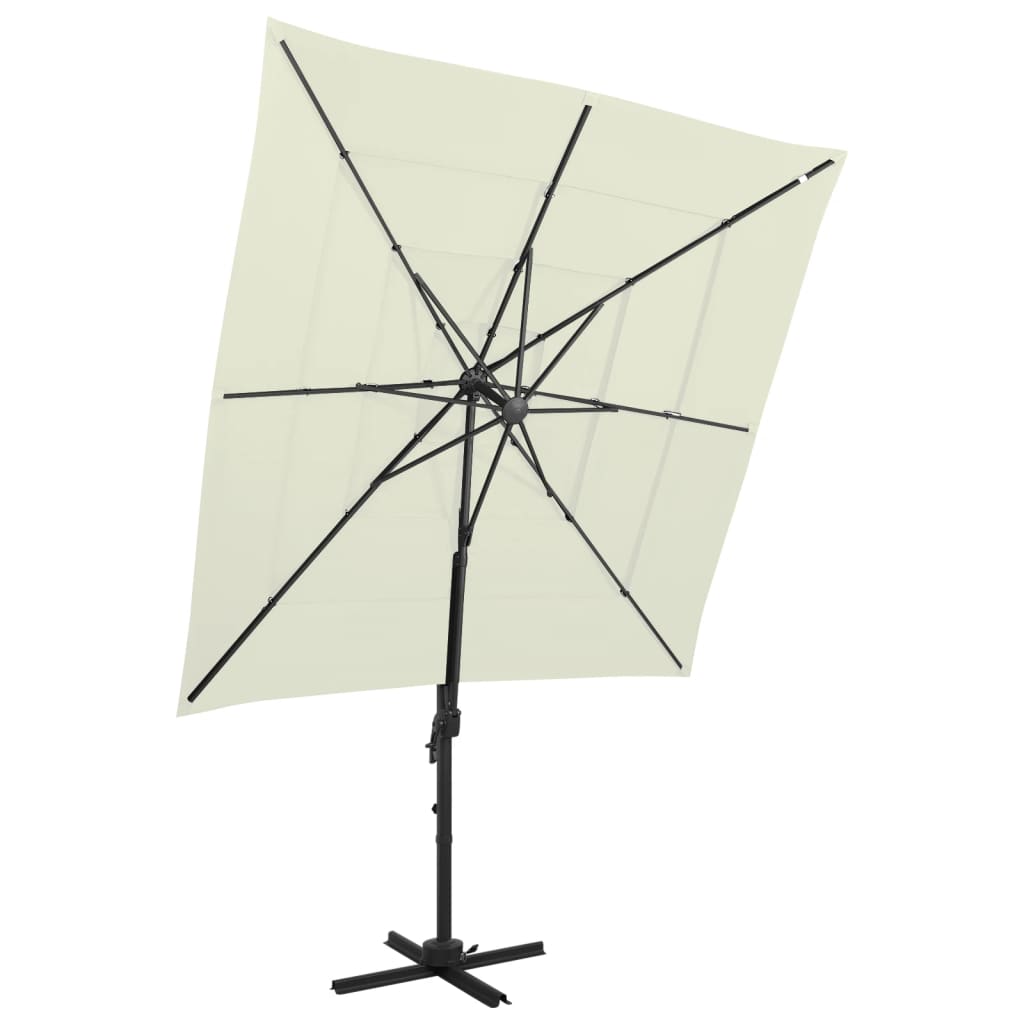 vidaXL 4-Tier Parasol with Aluminium Pole Sand 250x250 cm