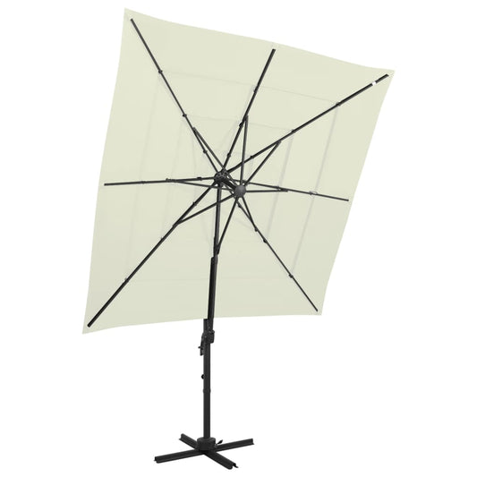 vidaXL 4-Tier Parasol with Aluminium Pole Sand 250x250 cm