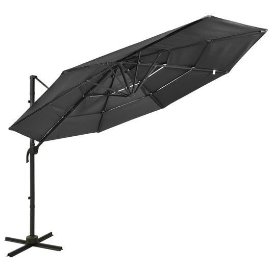 vidaXL 4-Tier Parasol with Aluminium Pole Anthracite 3x3 m
