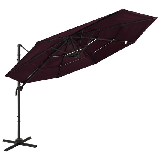 vidaXL 4-Tier Parasol with Aluminium Pole Bordeaux Red 3x3 m