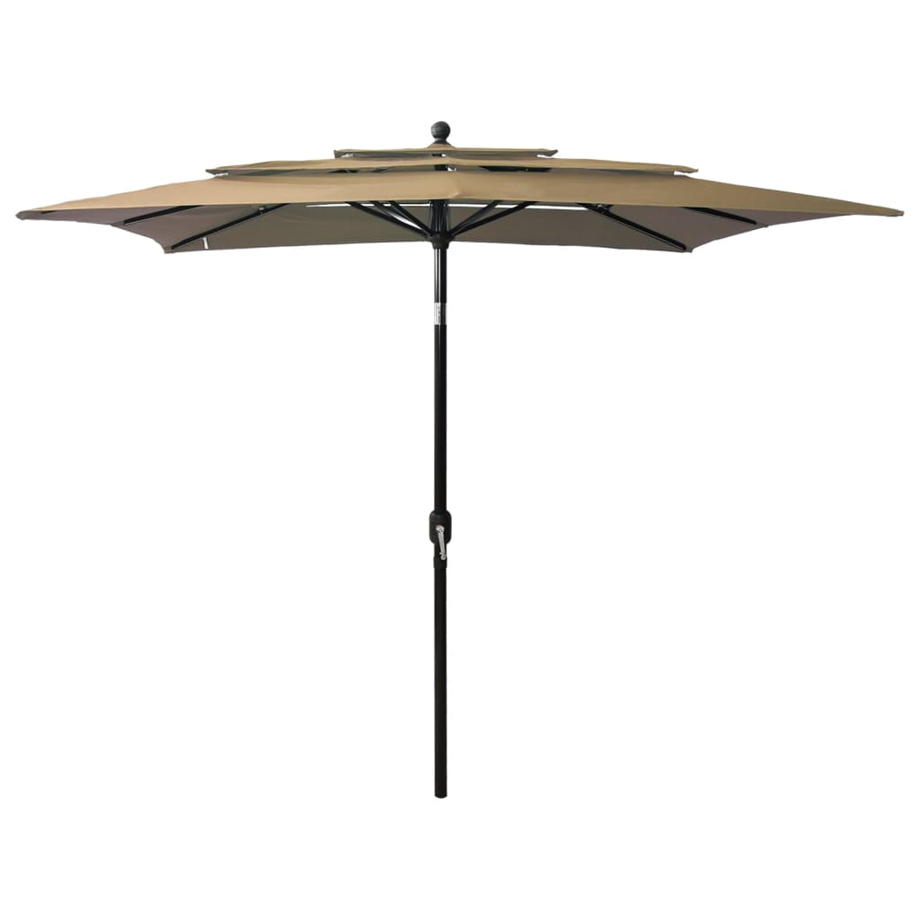 vidaXL 3-Tier Parasol with Aluminium Pole Taupe 2.5x2.5 m