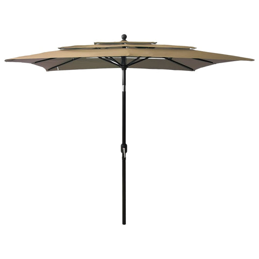 vidaXL 3-Tier Parasol with Aluminium Pole Taupe 2.5x2.5 m