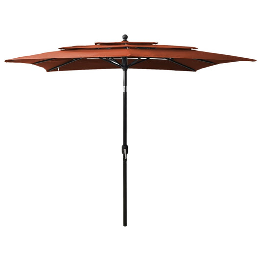 vidaXL 3-Tier Parasol with Aluminium Pole Terracotta 2.5x2.5 m