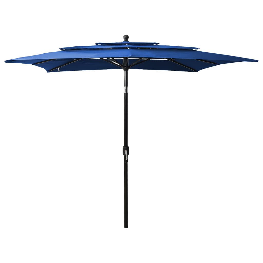 vidaXL 3-Tier Parasol with Aluminium Pole Azure Blue 2.5x2.5 m