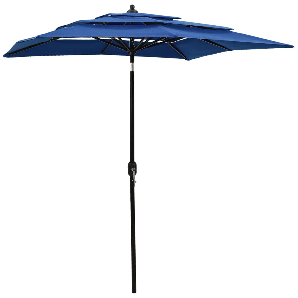 vidaXL 3-Tier Parasol with Aluminium Pole Azure Blue 2x2 m