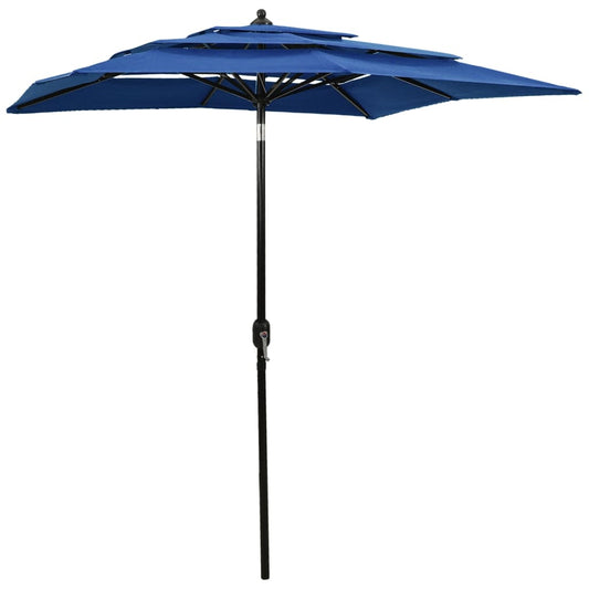 vidaXL 3-Tier Parasol with Aluminium Pole Azure Blue 2x2 m