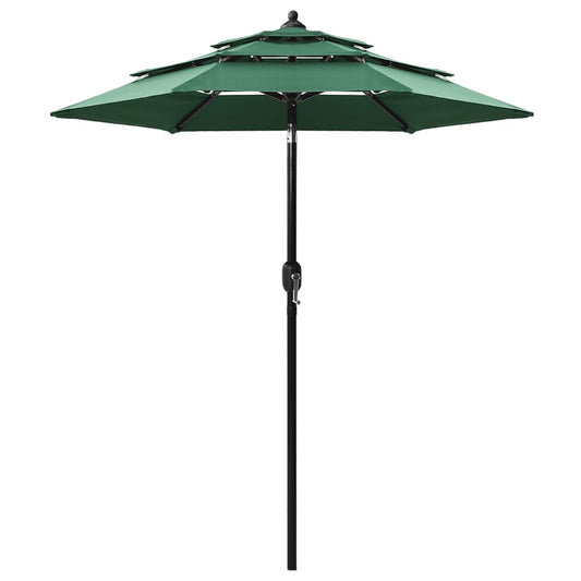 vidaXL 3-Tier Parasol with Aluminium Pole Green 2 m
