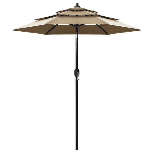 vidaXL 3-Tier Parasol with Aluminium Pole Taupe 2 m
