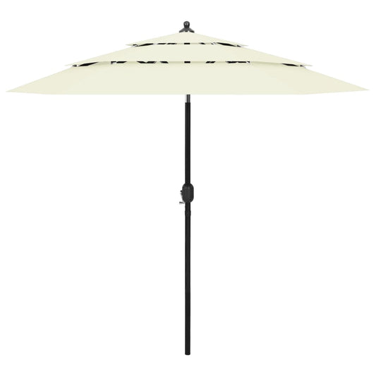 vidaXL 3-Tier Parasol with Aluminium Pole Sand 2.5 m