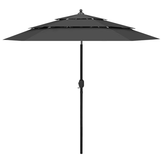 vidaXL 3-Tier Parasol with Aluminium Pole Anthracite 2.5 m
