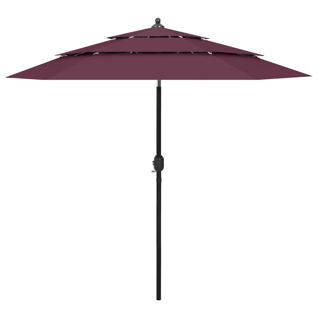 vidaXL 3-Tier Parasol with Aluminium Pole Bordeaux Red 2.5 m