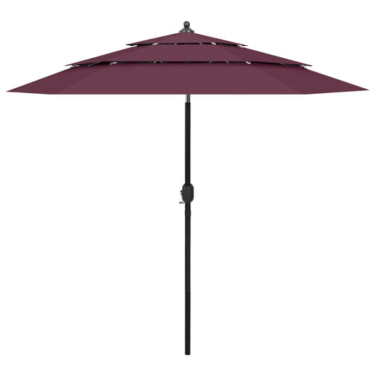 vidaXL 3-Tier Parasol with Aluminium Pole Bordeaux Red 2.5 m