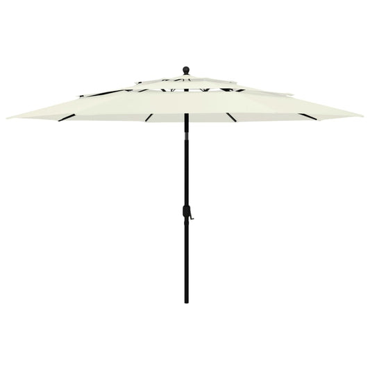 vidaXL 3-Tier Parasol with Aluminium Pole Sand 3.5 m