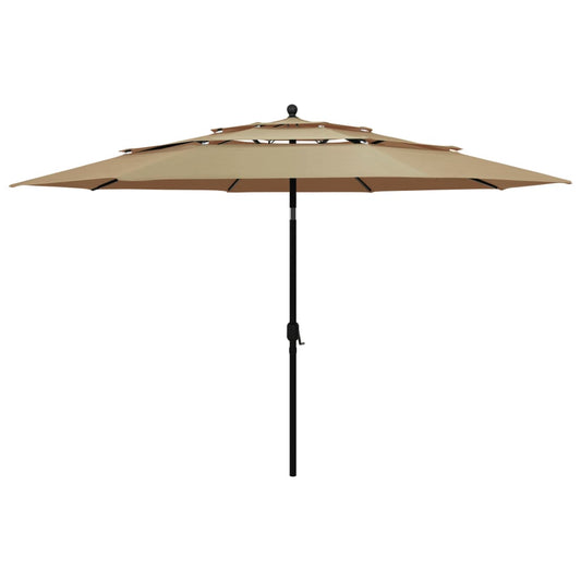 vidaXL 3-Tier Parasol with Aluminium Pole Taupe 3.5 m