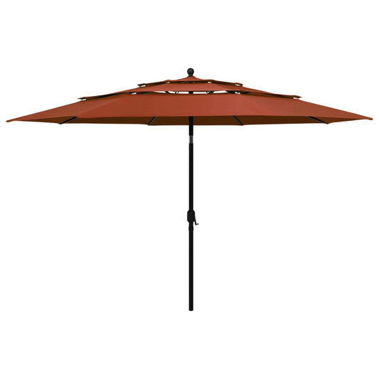 vidaXL 3-Tier Parasol with Aluminium Pole Terracotta 3.5 m