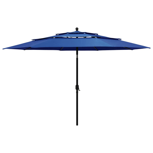 vidaXL 3-Tier Parasol with Aluminium Pole Azure Blue 3.5 m