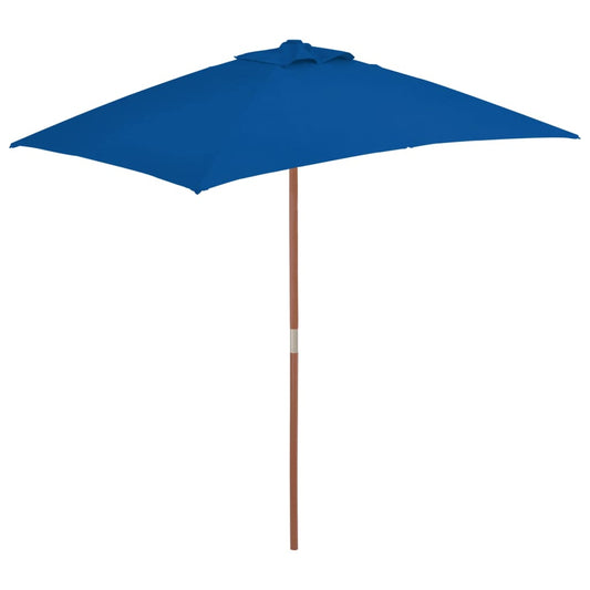 vidaXL Outdoor Parasol with Wooden Pole Blue 150x200 cm