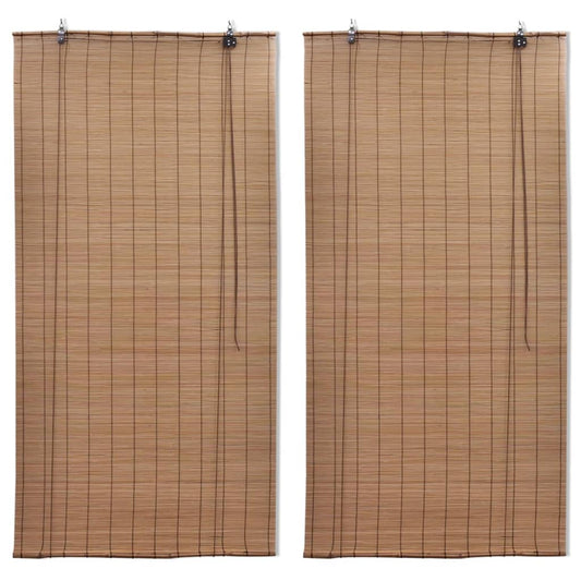vidaXL Bamboo Roller Blinds 2 pcs Brown 120 x 220 cm