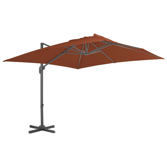 vidaXL Cantilever Umbrella with Aluminium Pole Terracotta 400x300 cm