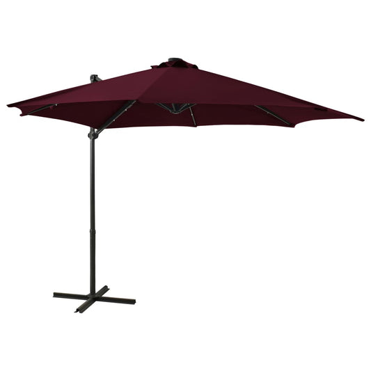 vidaXL Cantilever Umbrella with Pole and LED Lights Bordeaux Red 300cm
