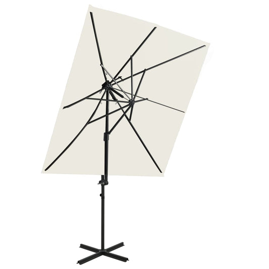 vidaXL Cantilever Umbrella with Double Top Sand 250x250 cm