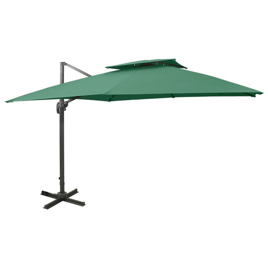 vidaXL Cantilever Umbrella with Double Top 300x300 cm Green