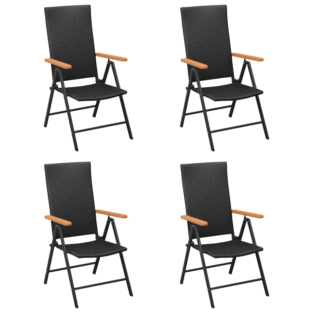 vidaXL Garden Chairs 4 pcs Poly Rattan Black