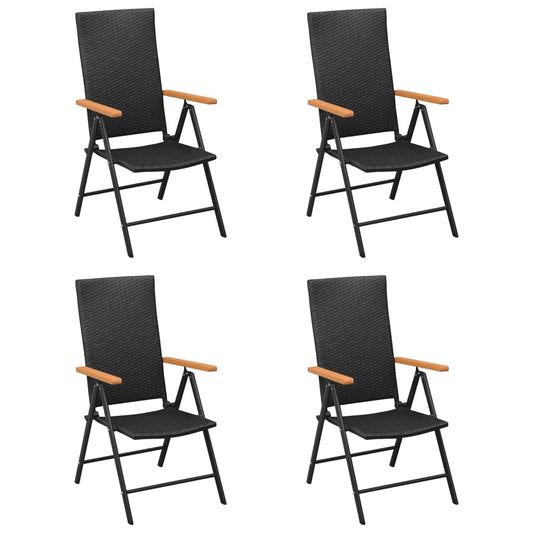 vidaXL Garden Chairs 4 pcs Poly Rattan Black