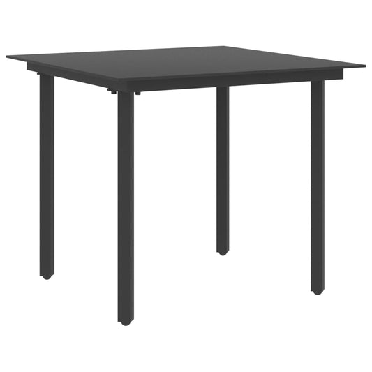 vidaXL Garden Dining Table Black 80x80x74 cm Steel and Glass