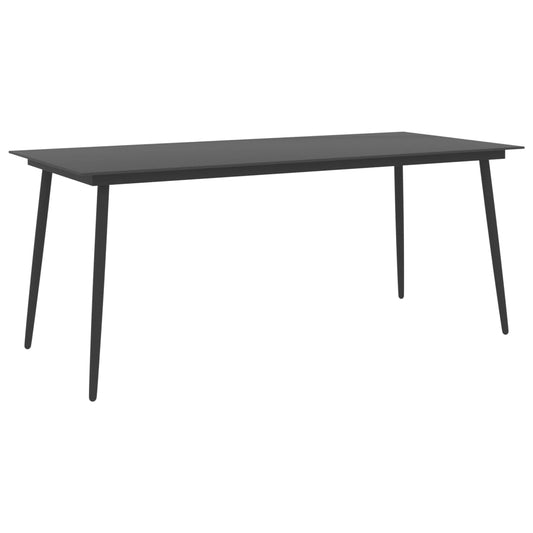 vidaXL Garden Dining Table Black 190x90x74 cm Steel and Glass