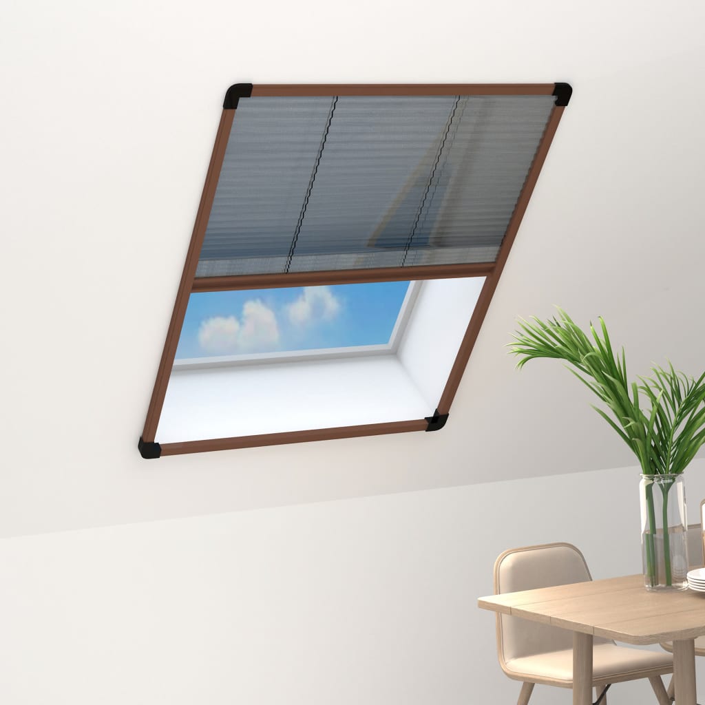 vidaXL Plisse Insect Screen for Windows Aluminium Brown 60x80 cm