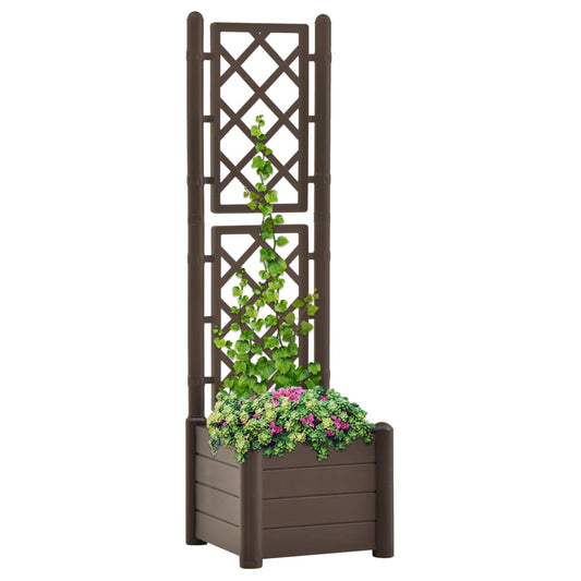 vidaXL Garden Planter with Trellis 43x43x142 cm PP Mocha