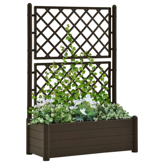 vidaXL Garden Planter with Trellis 100x43x142 cm PP Mocha