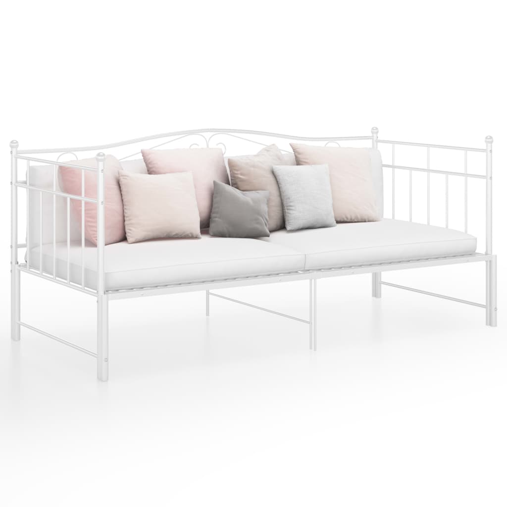 vidaXL Pull-out Sofa Bed Frame White Metal 90x200 cm