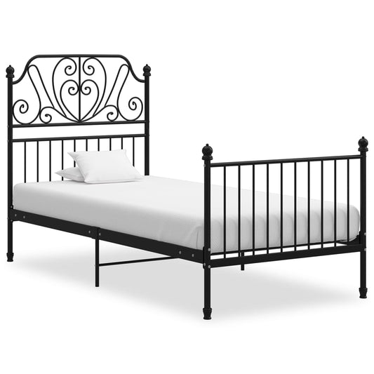 vidaXL Bed Frame Black Metal 90x200 cm