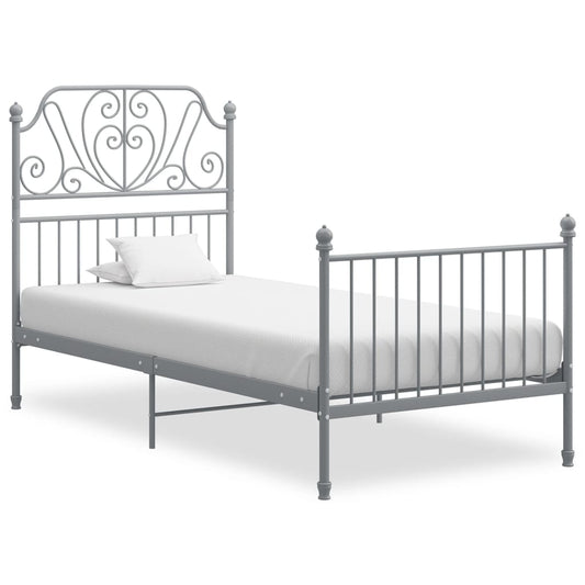 vidaXL Bed Frame Grey Metal 90x200 cm
