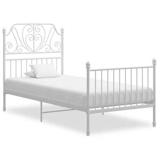 vidaXL Bed Frame White Metal 100x200 cm