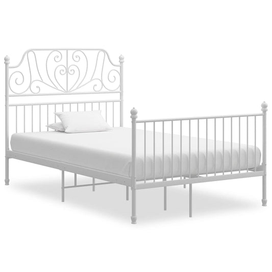 vidaXL Bed Frame White Metal 120x200 cm