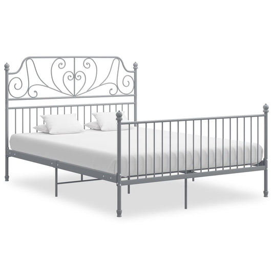 vidaXL Bed Frame Grey Metal 160x200 cm