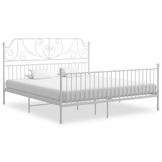 vidaXL Bed Frame White Metal 180x200 cm 6FT Super King