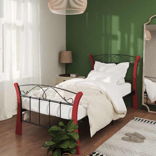 vidaXL Bed Frame Black Metal 90x200 cm