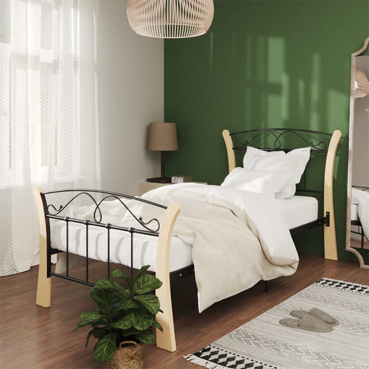 vidaXL Bed Frame Black Metal 90x200 cm