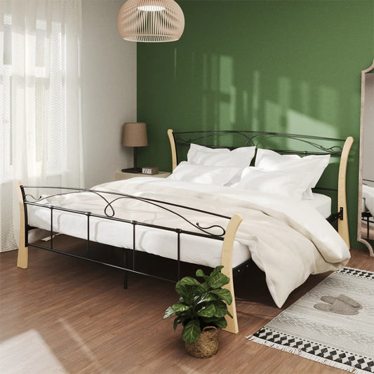 vidaXL Bed Frame Black Metal 180x200 cm 6FT Super King