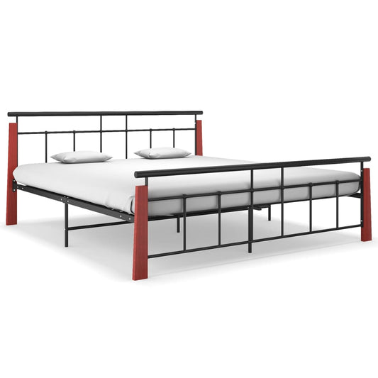 vidaXL Bed Frame Metal and Solid Oak Wood 180x200 cm 6FT Super King