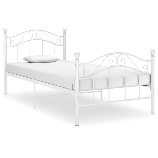vidaXL Bed Frame White Metal 90x200 cm